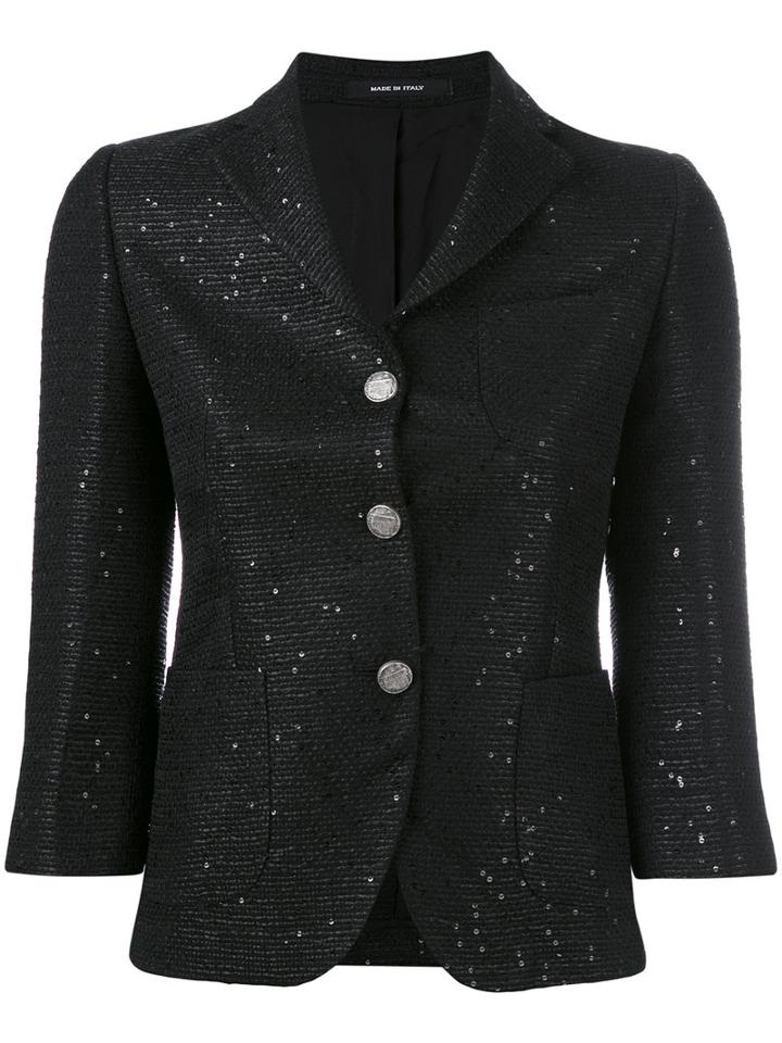 Tagliatore - Cropped Fitted Jacket - Women - Cotton/acrylic/polyester/viscose - 42, Black, Cotton/acrylic/polyester/viscose