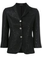 Tagliatore - Cropped Fitted Jacket - Women - Cotton/acrylic/polyester/viscose - 42, Black, Cotton/acrylic/polyester/viscose
