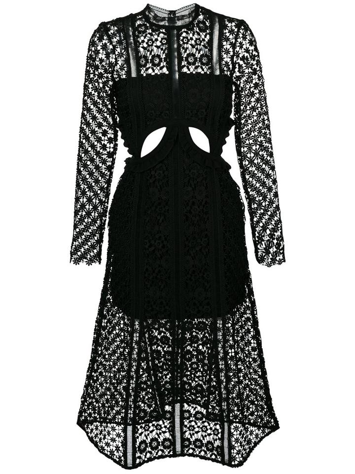 Self-portrait - Payne Cut-out Dress - Women - Polyester - 10, Black, Polyester