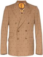 Gucci Gg Stripe Double-breasted Blazer - Brown