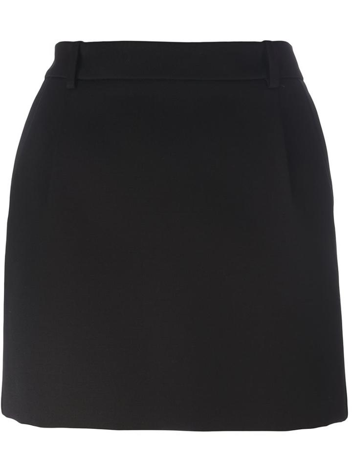 Saint Laurent Single Pleated Mini Skirt, Women's, Size: 40, Black, Silk/polyester/virgin Wool