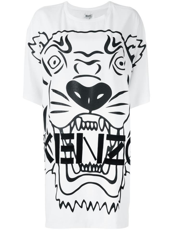 Kenzo Tiger T-shirt Dress, Women's, Size: Medium, White, Polyester