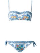 Dolce & Gabbana Majolica Print Bikini, Women's, Size: 2, White, Nylon/spandex/elastane/polyester/polyurethane