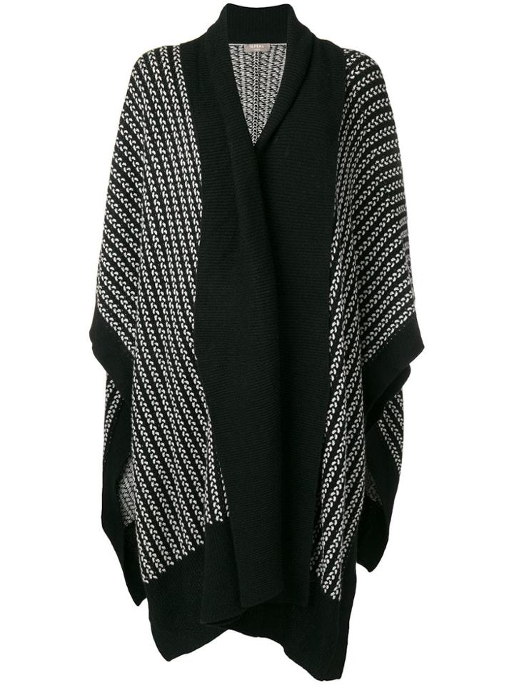 N.peal Textured Oversized Poncho - Black