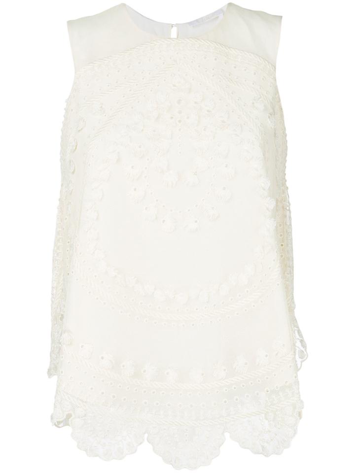 Chloé Textured Scalloped Vest - White