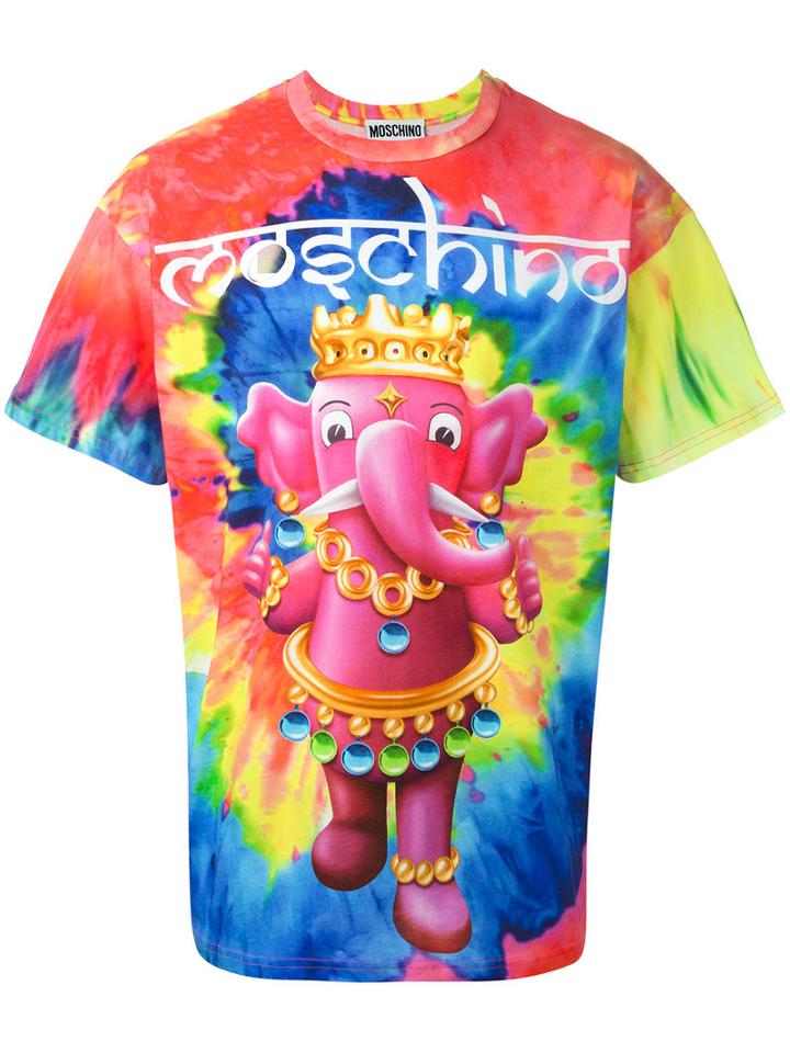 Moschino Crowned Elephant Tie-dye T-shirt, Men's, Size: Xs, Cotton