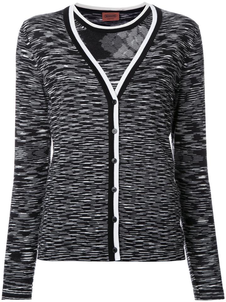 Missoni Blurry Stripes Buttoned Cardigan, Women's, Size: 46, Black, Wool