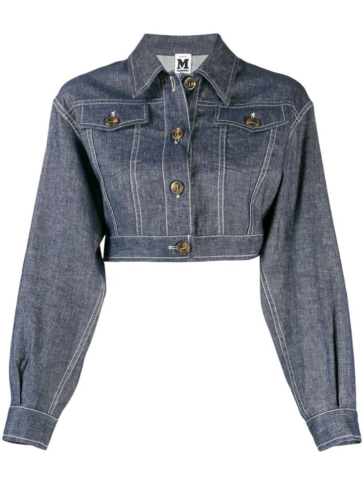M Missoni Cropped Denim Jacket - Blue