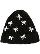 Tu Es Mon Trésor Bow Detail Beanie - Black