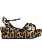L'autre Chose Leopard Print Platform Sandals