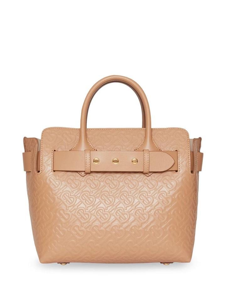 Burberry The Small Monogram Leather Triple Stud Belt Bag - Neutrals
