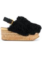 Chloé Camille Shearling Wedges - Black