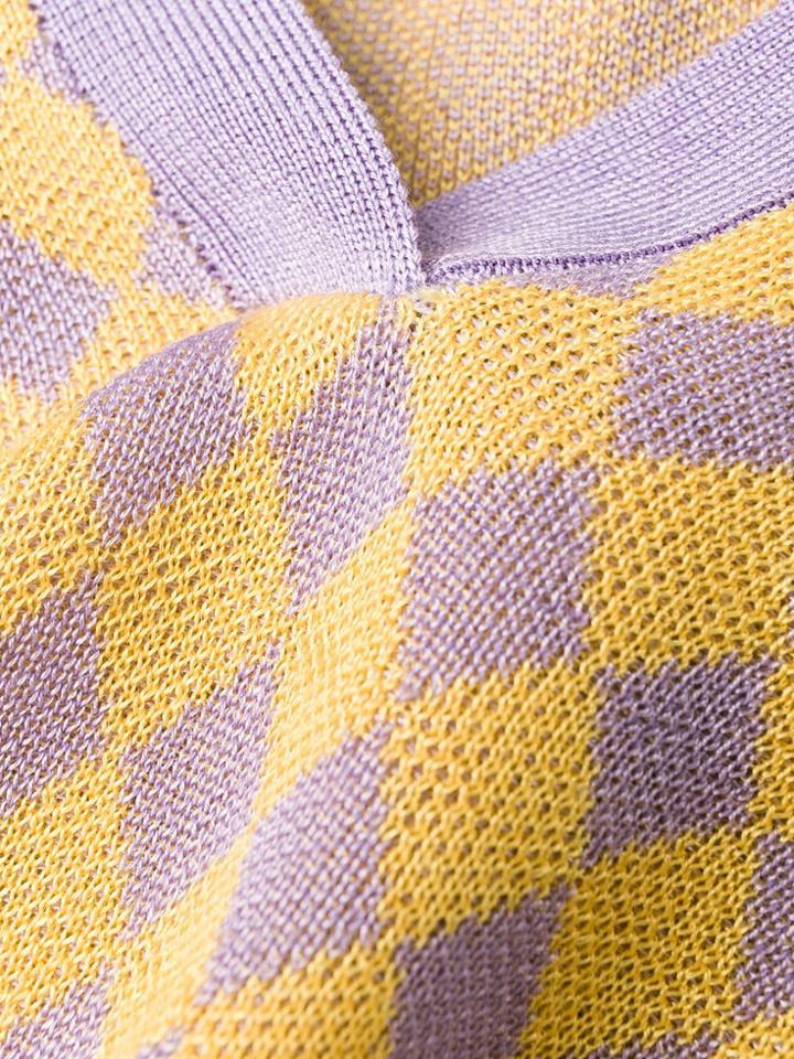 Essentiel Antwerp Diamond Pattern Polo Shirt - Yellow