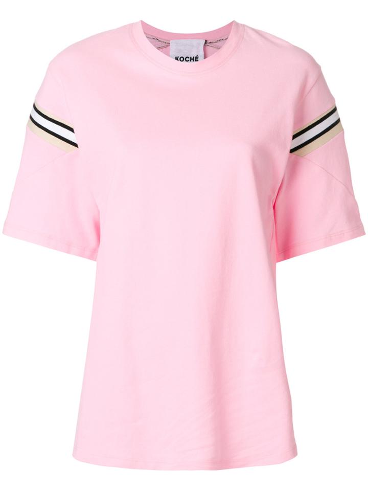 Koché Ribbed Insert T-shirt - Pink & Purple