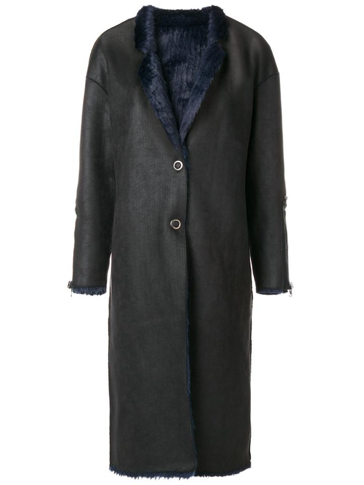 Urbancode Faux Fur Lined Coat - Blue