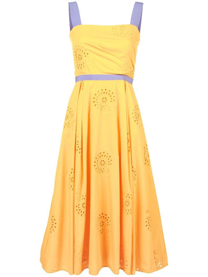 Carolina Herrera Floral Brocade Mid Dress - Yellow