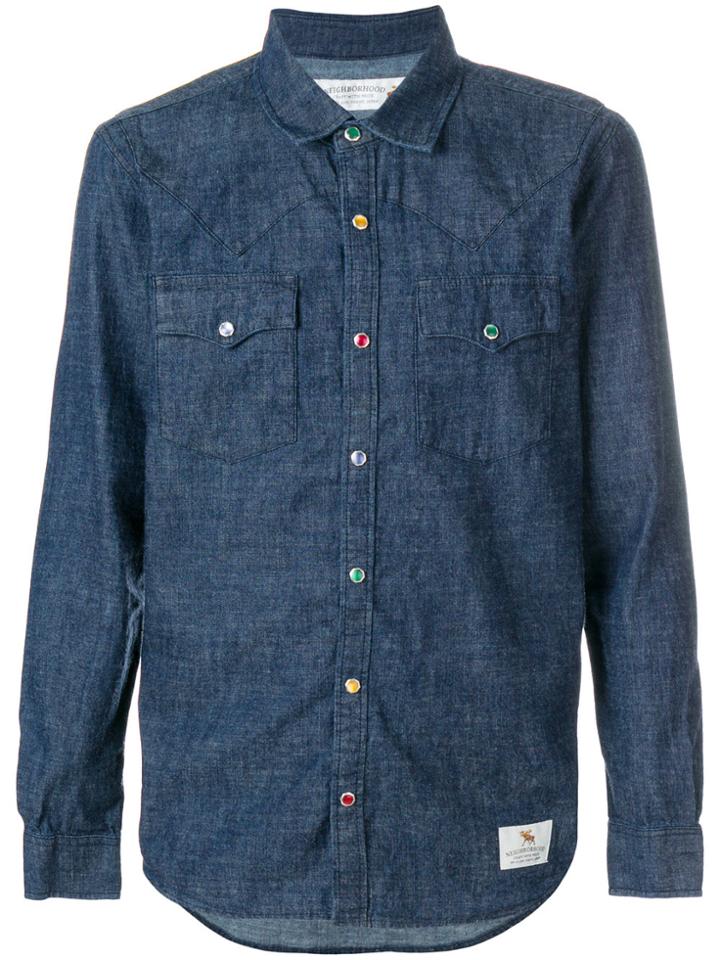 Neighborhood Coloured Buttons Denim Shirt - Blue