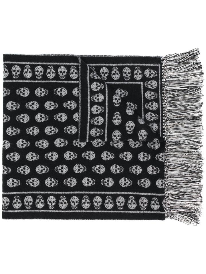 Alexander Mcqueen Skull Intarsia Scarf - Black