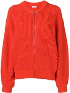 Closed Cable Knit Zipped Jumper - Red