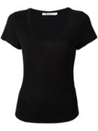 T By Alexander Wang V-neck T-shirt, Women's, Size: Xs, Black, Rayon