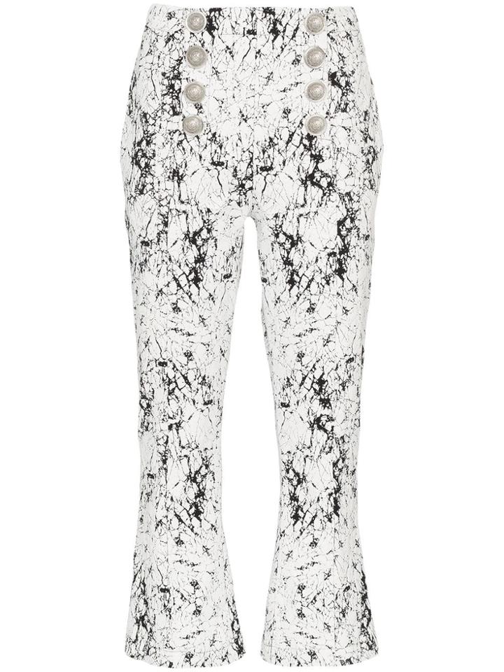 Balmain Cracked-effect Trousers - White