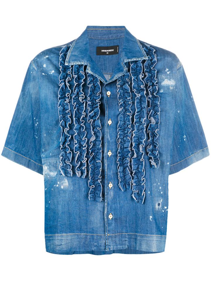 Dsquared2 Ruffle-trimmed Denim Shirt - Blue