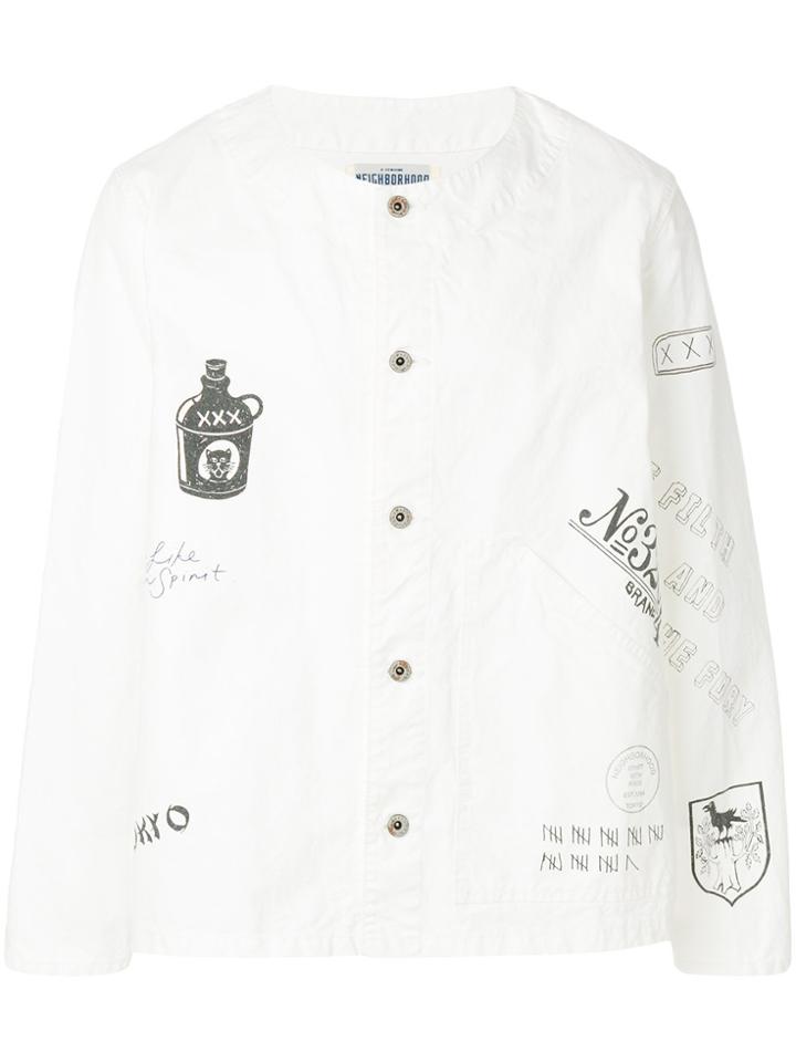 Neighborhood Multiprinted Denim Jacket - White