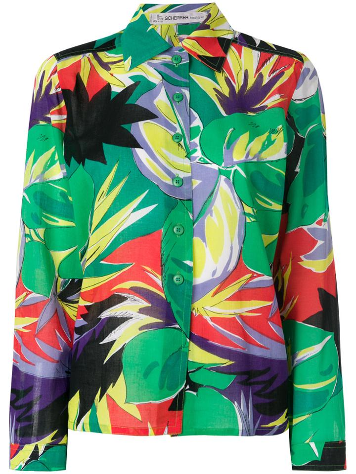 Jean Louis Scherrer Vintage Abstract Floral Print Shirt - Multicolour