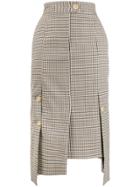 Eudon Choi Checked Asymmetric Pencil Skirt - Neutrals