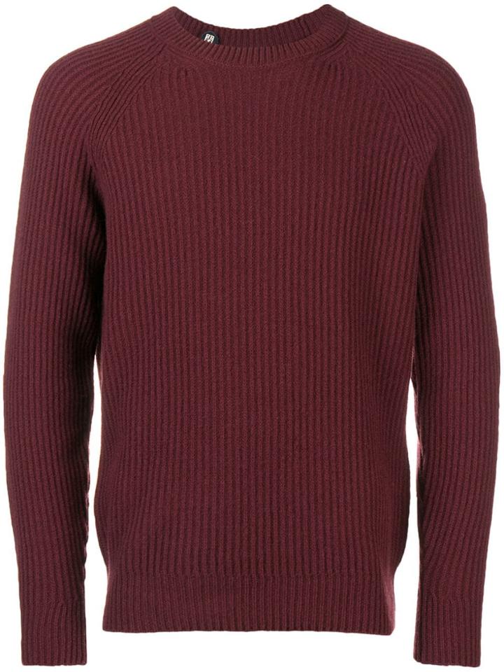 Closed Ribbed-knit Crewneck Jumper - Pink & Purple