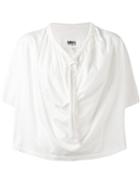 Mm6 Maison Margiela - Drawstring Collar Blouse - Women - Cotton - M, White, Cotton