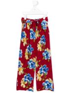 Lapin House - Floral Print Straight Trousers - Kids - Viscose - 12 Yrs, Red