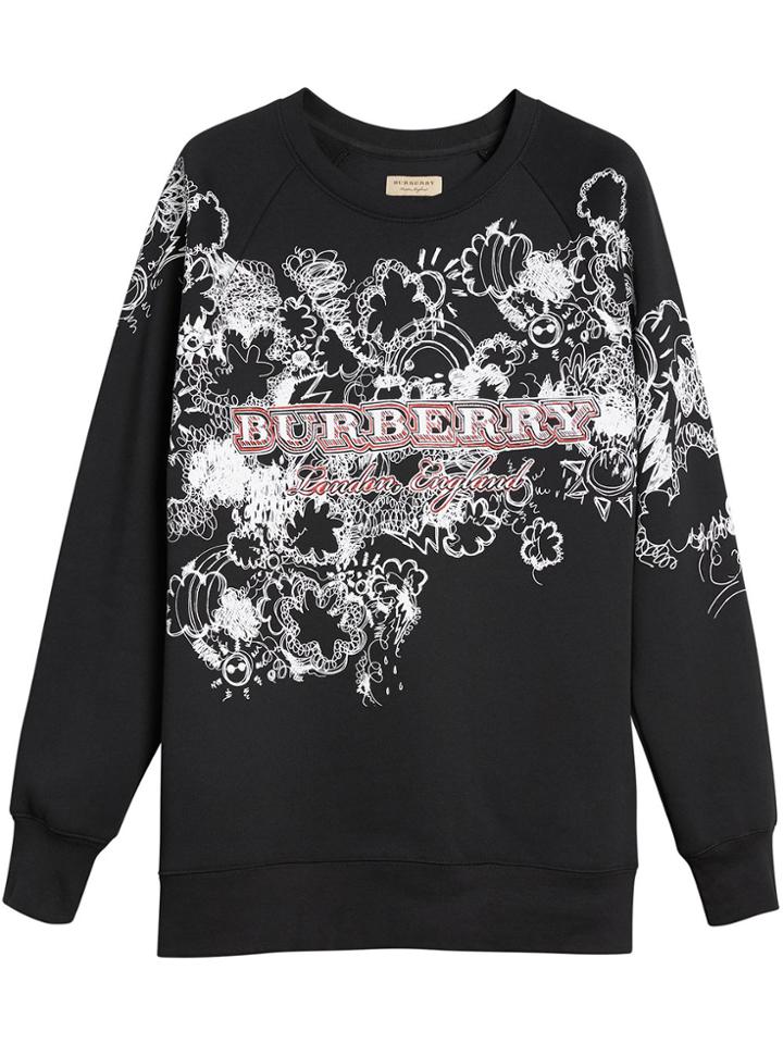 Burberry Doodle Print Jersey Sweatshirt - Black