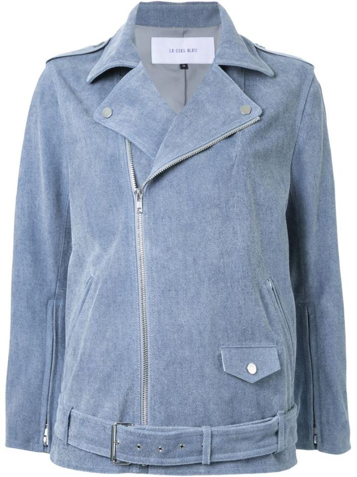 Le Ciel Bleu Denim Effect Biker Jacket