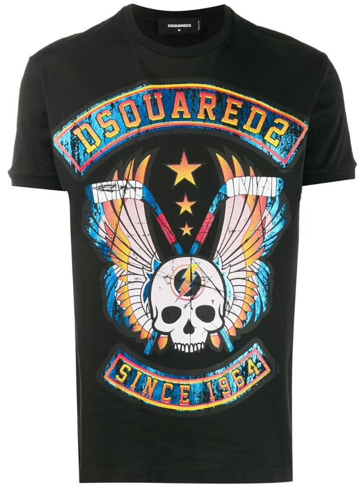 Dsquared2 Skull Graphic Printed Logo T-shirt - Black