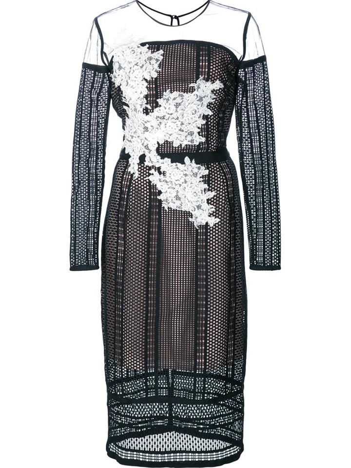 Nha Khanh Sheer Lace Dress, Women's, Size: 12, Black, Nylon/polyester