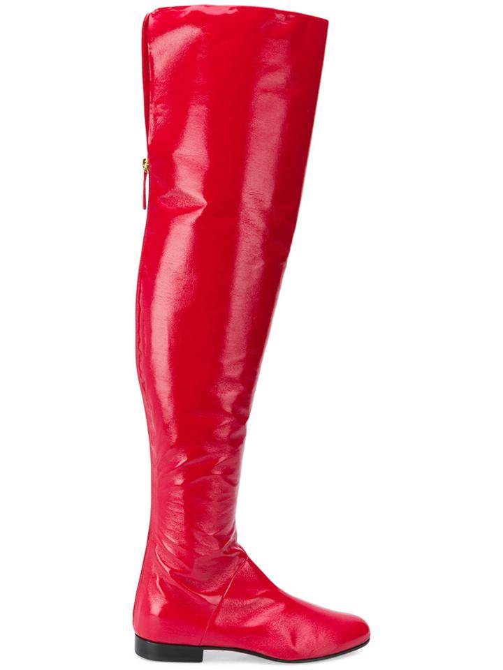 Alberta Ferretti Over The Knee Boot - Red