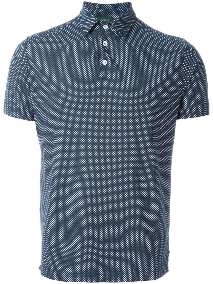 Zanone Pindot Print Polo Shirt