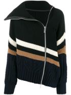 Sacai Striped Zip Up Jacket - Black