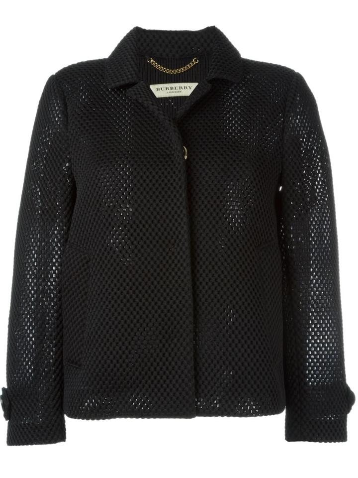 Burberry London Fox Clover Fitted Jacket, Women's, Size: 10, Black, Polyester