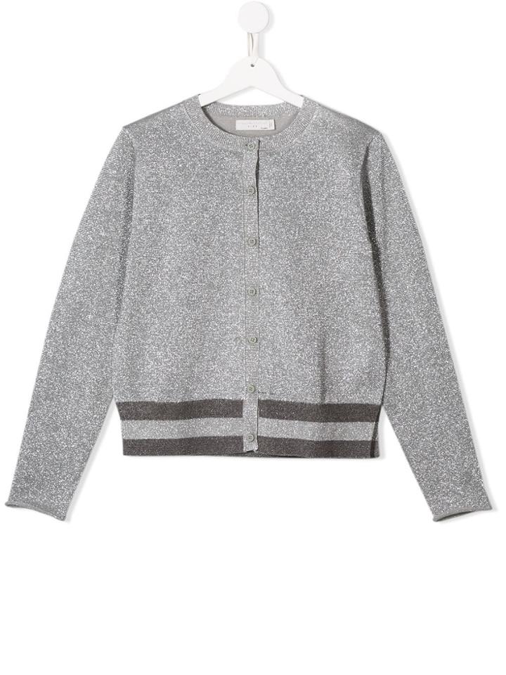 Stella Mccartney Kids Teen Striped Hem Cardigan - Grey