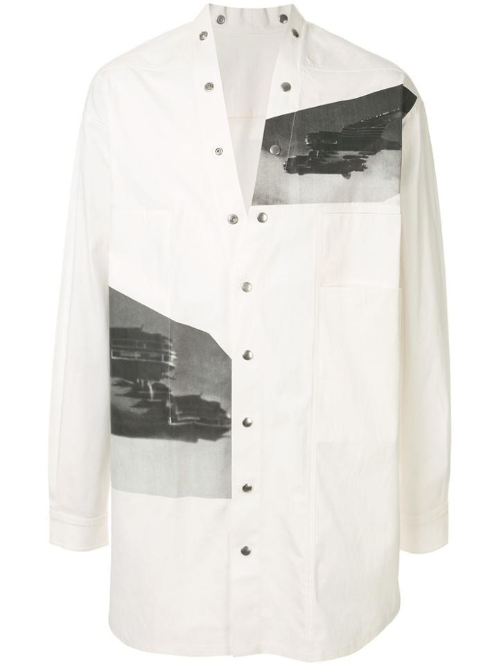 Rick Owens Photo Print V-neck Shirt - White