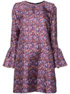 La Double J Bell Sleeve Dress, Women's, Size: Medium, Pink/purple, Silk