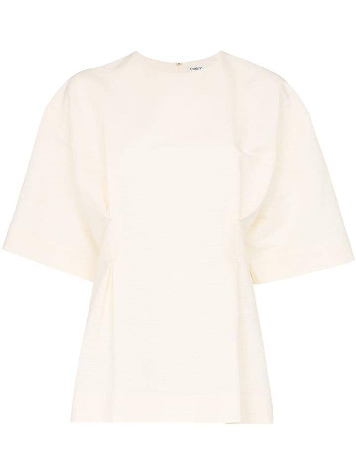 Toteme Loano Structured Linen Short-sleeved Top - Neutrals
