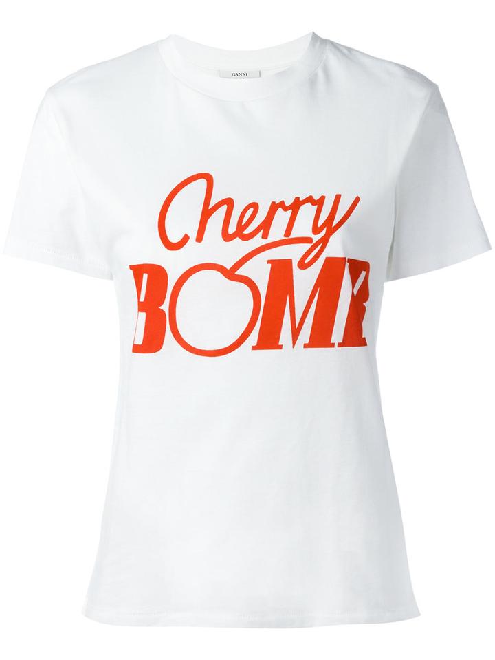 Ganni Cherry Bomb T-shirt, Women's, Size: Xl, White, Cotton