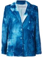 Raquel Allegra - Distressed Tie-dye Blazer - Women - Silk/rayon - 1, Blue, Silk/rayon