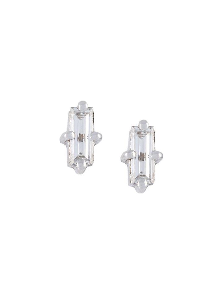 Wouters & Hendrix Gold Baguette Diamond Earrings, Women's, Metallic, Diamond/18kt White Gold