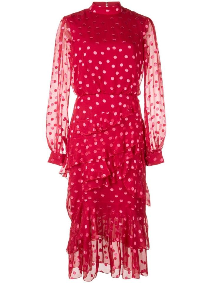 Saloni Polka Dot Ruffle Dress - Red