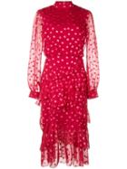 Saloni Polka Dot Ruffle Dress - Red