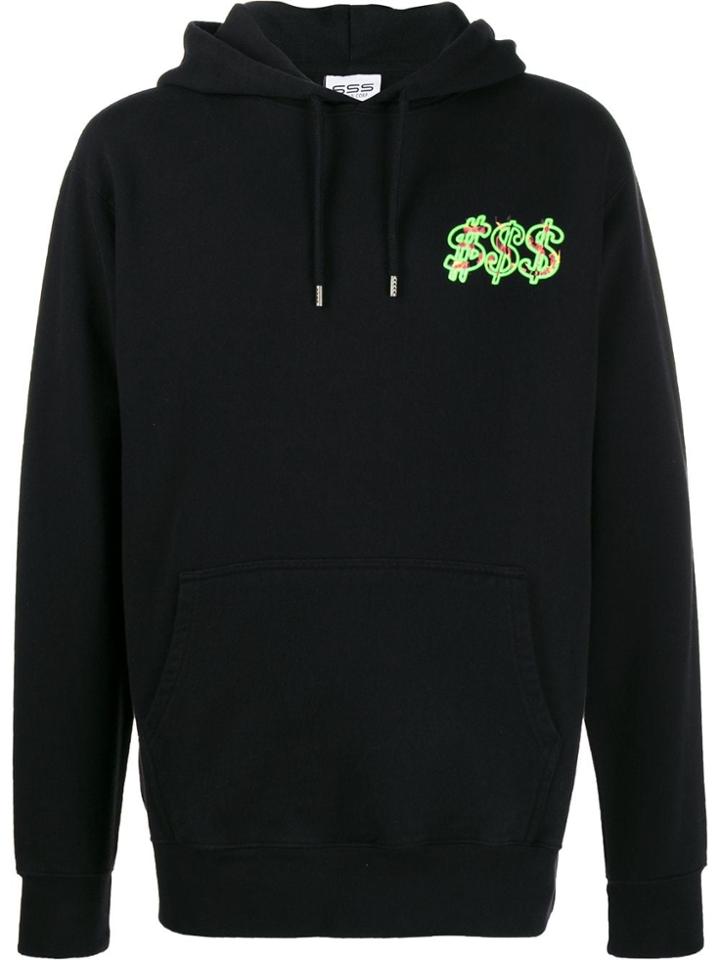 Sss World Corp Dollar-sign Print Hoodie - Black